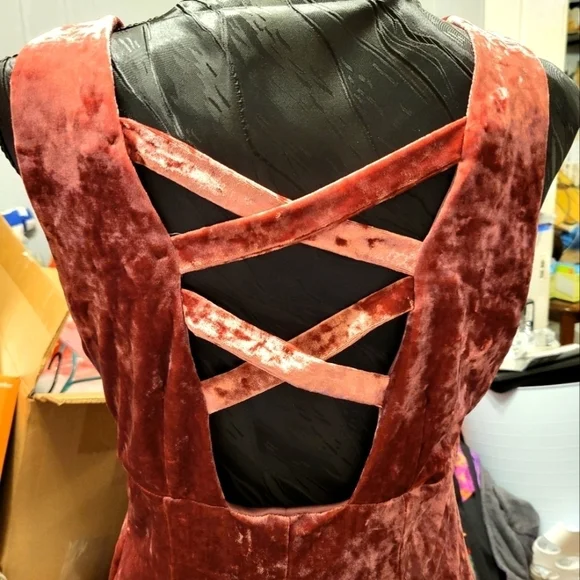 Molly Green Large Pink Velvet sleeveless Mini Dress - Picture 12 of 14